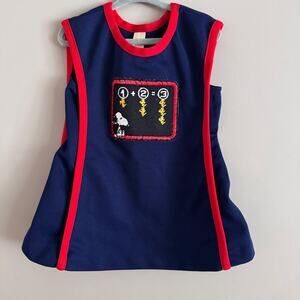 Vintage Danskin Snoopy and Woodstock Sleeveless Navy Blue Dress 1950s Size 4